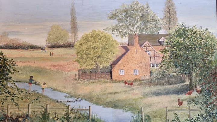 A painting of New Hall Mill by (Rhoda?) Wortley